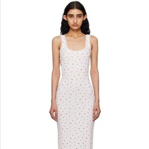 SKIMS White and Pink Floral Maxi Dress